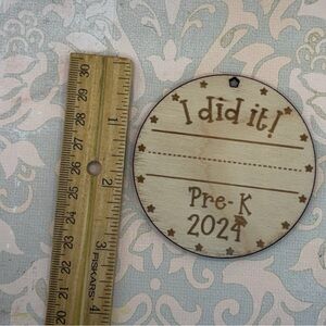 Wooden 'I did it!' Pre-K 2024 Graduation Ornament - Natural Wood
